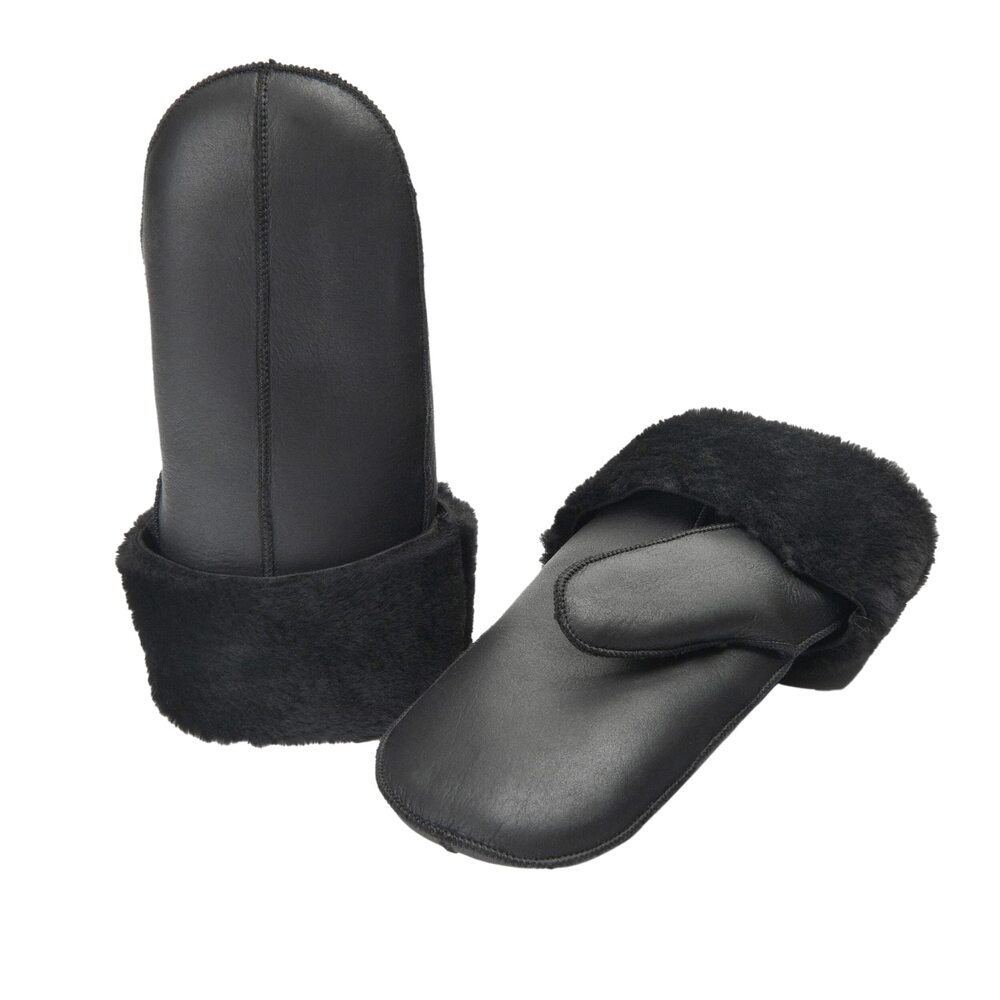 2198 Womens Leather Mittens (black Black